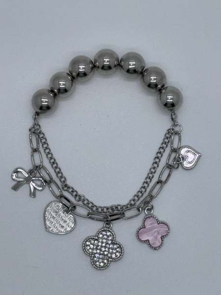 Silver Lucky Charm - Pink