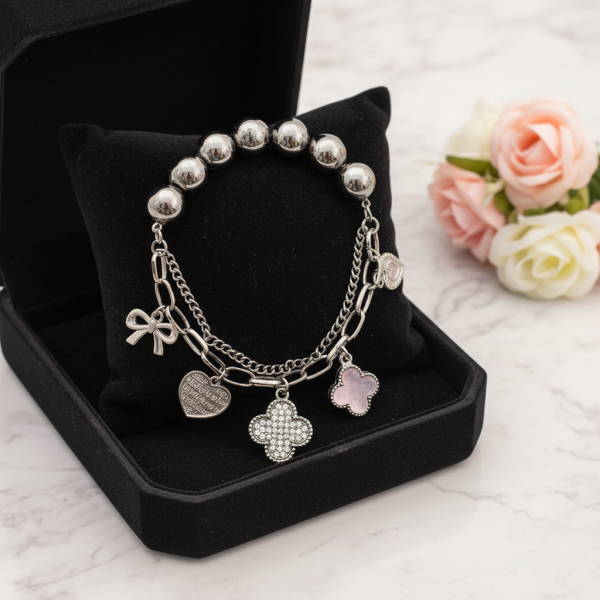 Silver Lucky Charm - Pink