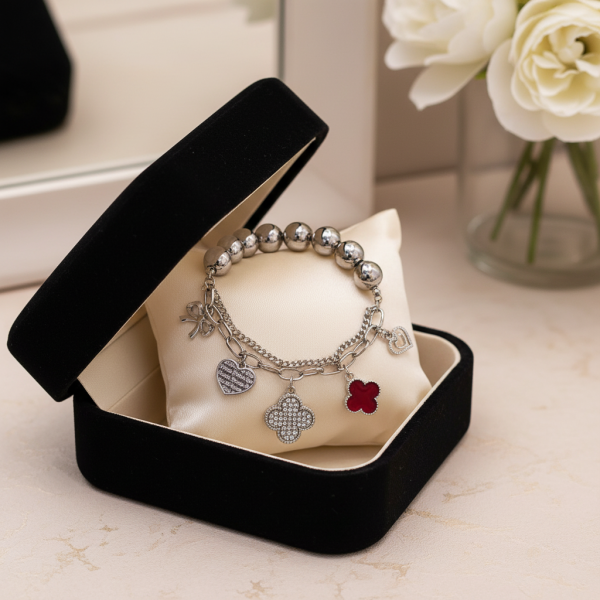 Silver Lucky Charm - Red