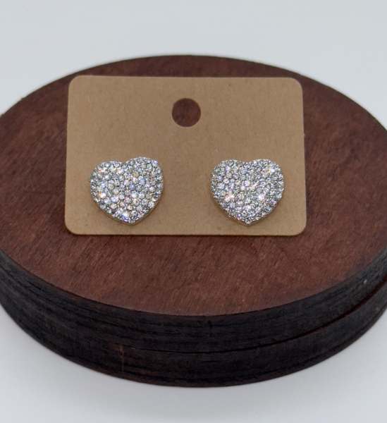 Silver Hearts -Rhinestone