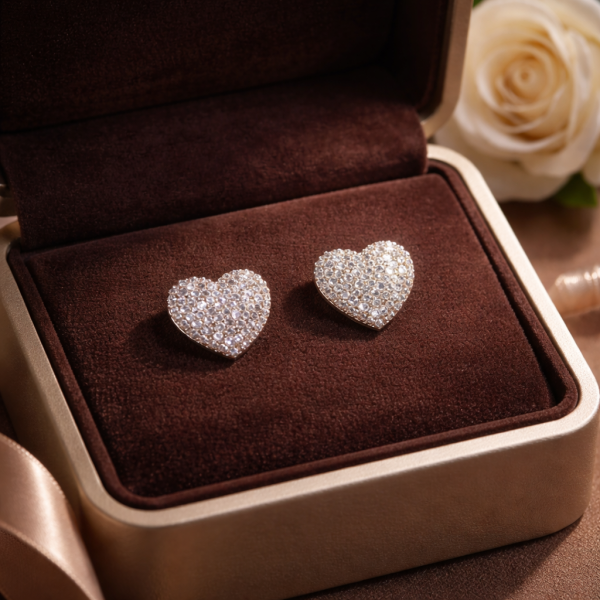 Silver Hearts -Rhinestone