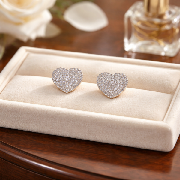 Gold Hearts - Rhinestone