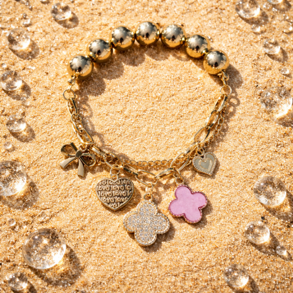 Gold Lucky Charm - Pink 