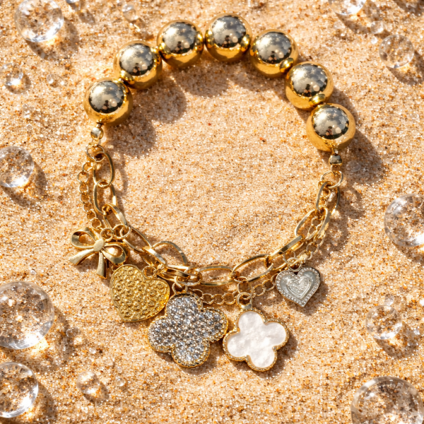 Gold Lucky Charm - White