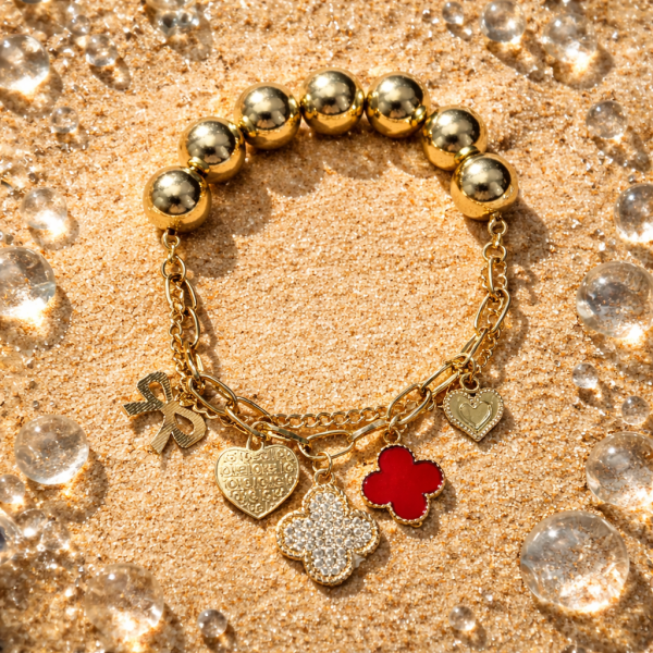 Gold Lucky Charm - Red